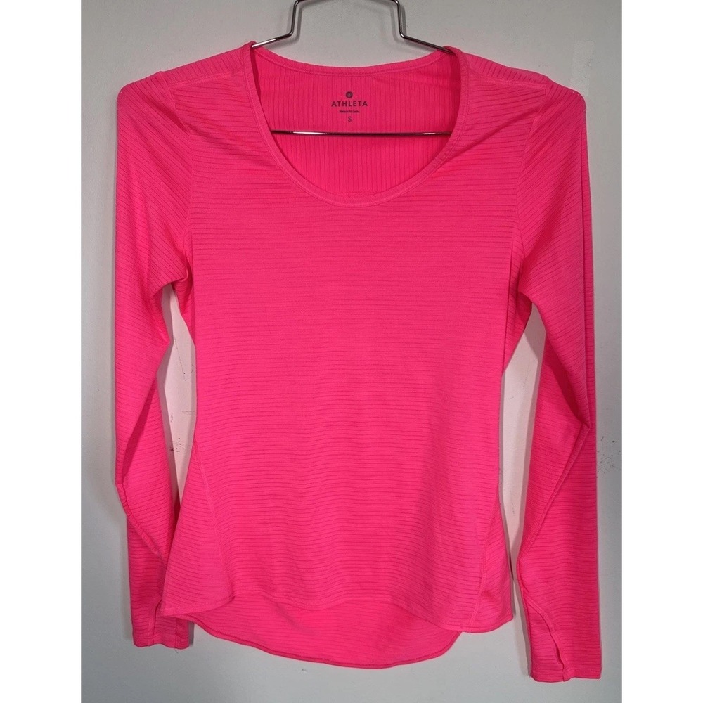 Athleta Shadow Stripe Chi Long Sleeve Performance Top Thumbholes Women's S